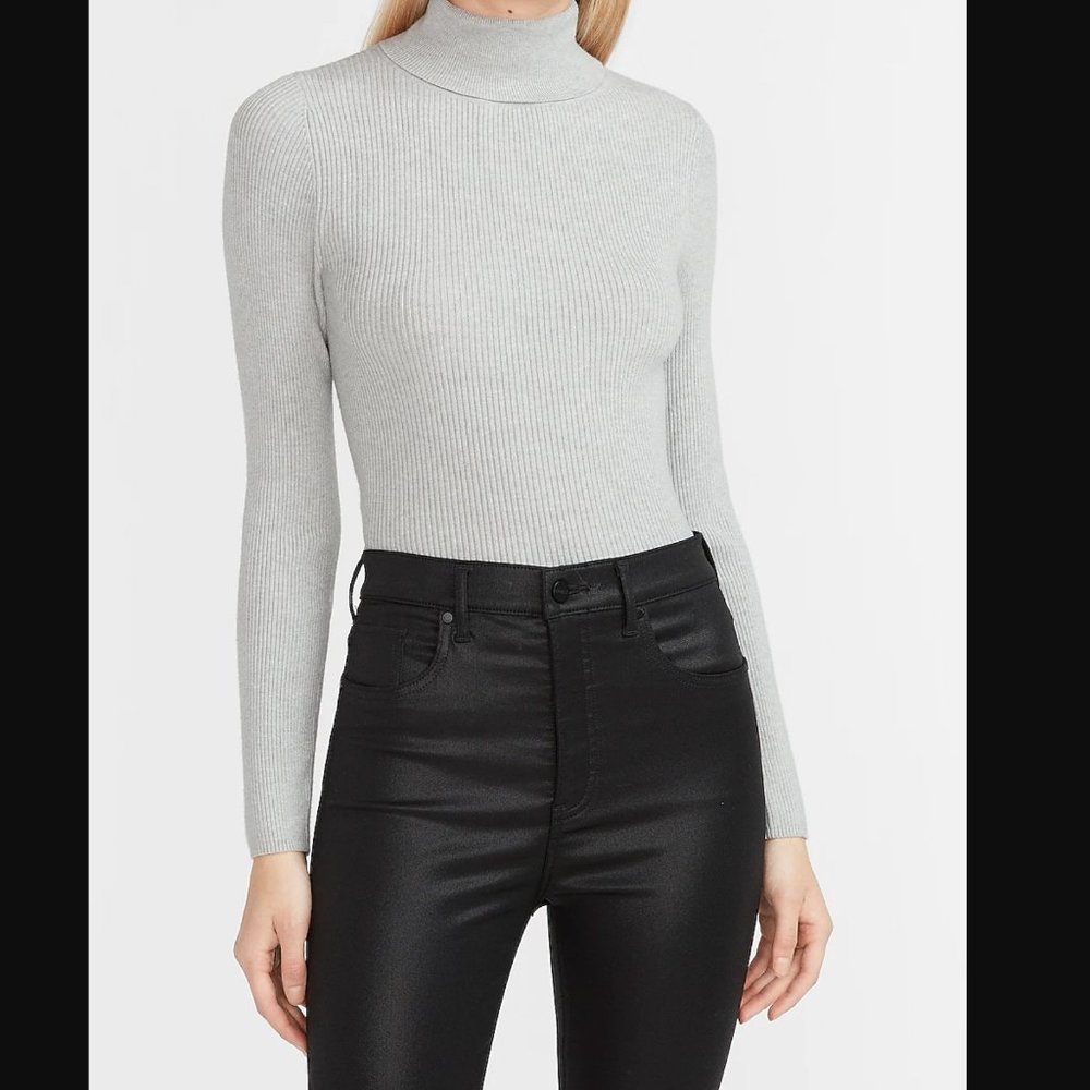 NWT Grey Express Fitted Ribbed Turtleneck Sweater - Size S